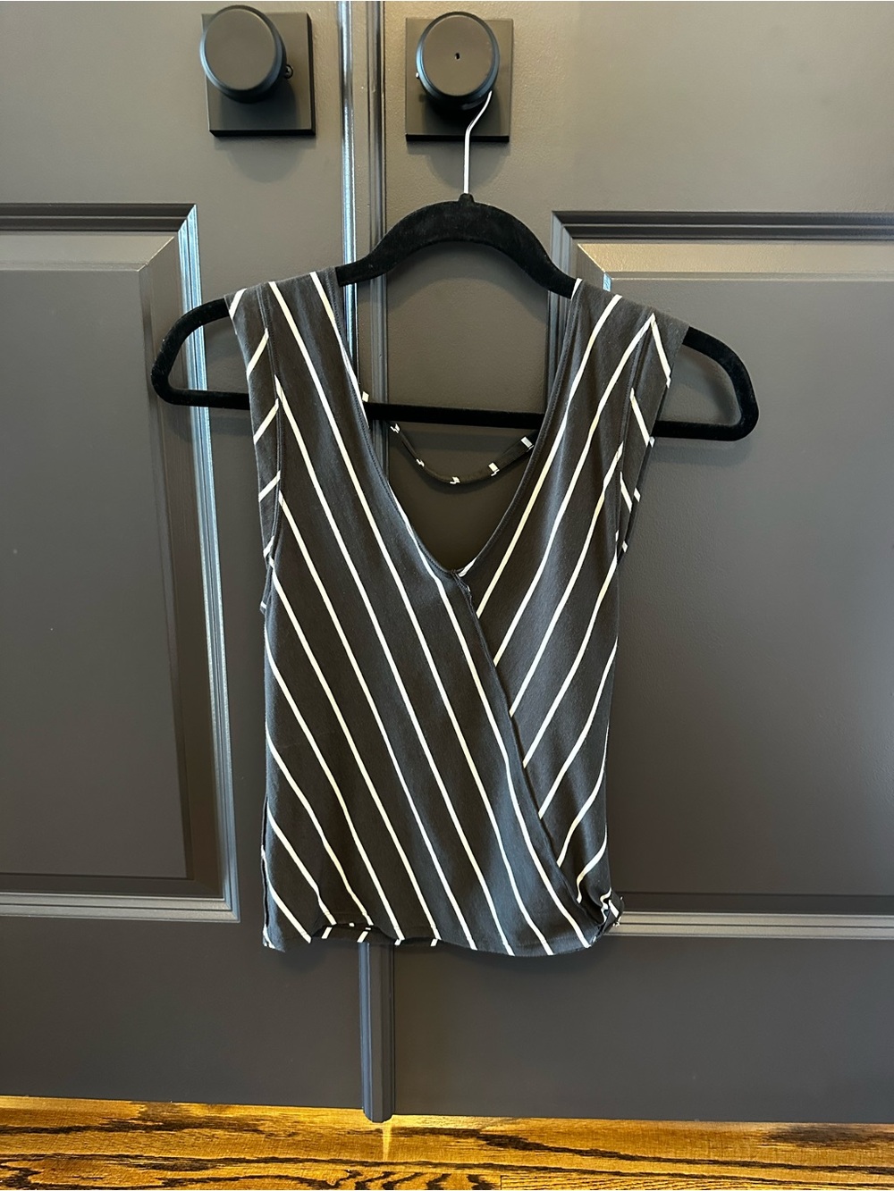 We The Free Black and White Striped V-Neck Wrap Camisole